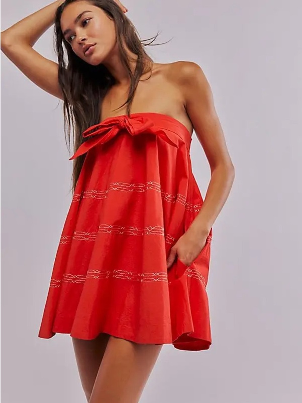 Free People Red Bow Mini Dress